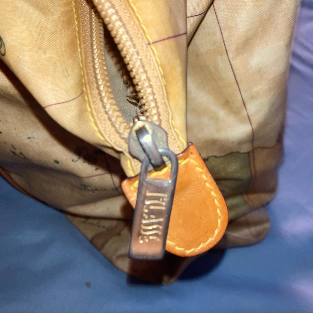 Alviero Martini Brown World Map Canvas Tote Bag - Picture 8 of 13